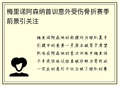 梅里诺阿森纳首训意外受伤骨折赛季前景引关注